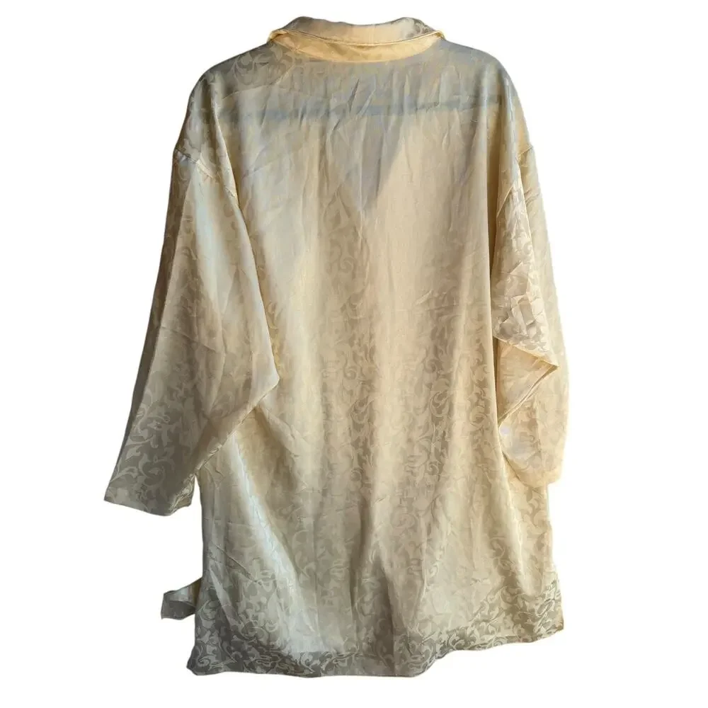 Vintage Christian Dior Lingerie Yellow Jacquard Night Shirt Boyfriend PJ M - Picture 8 of 12